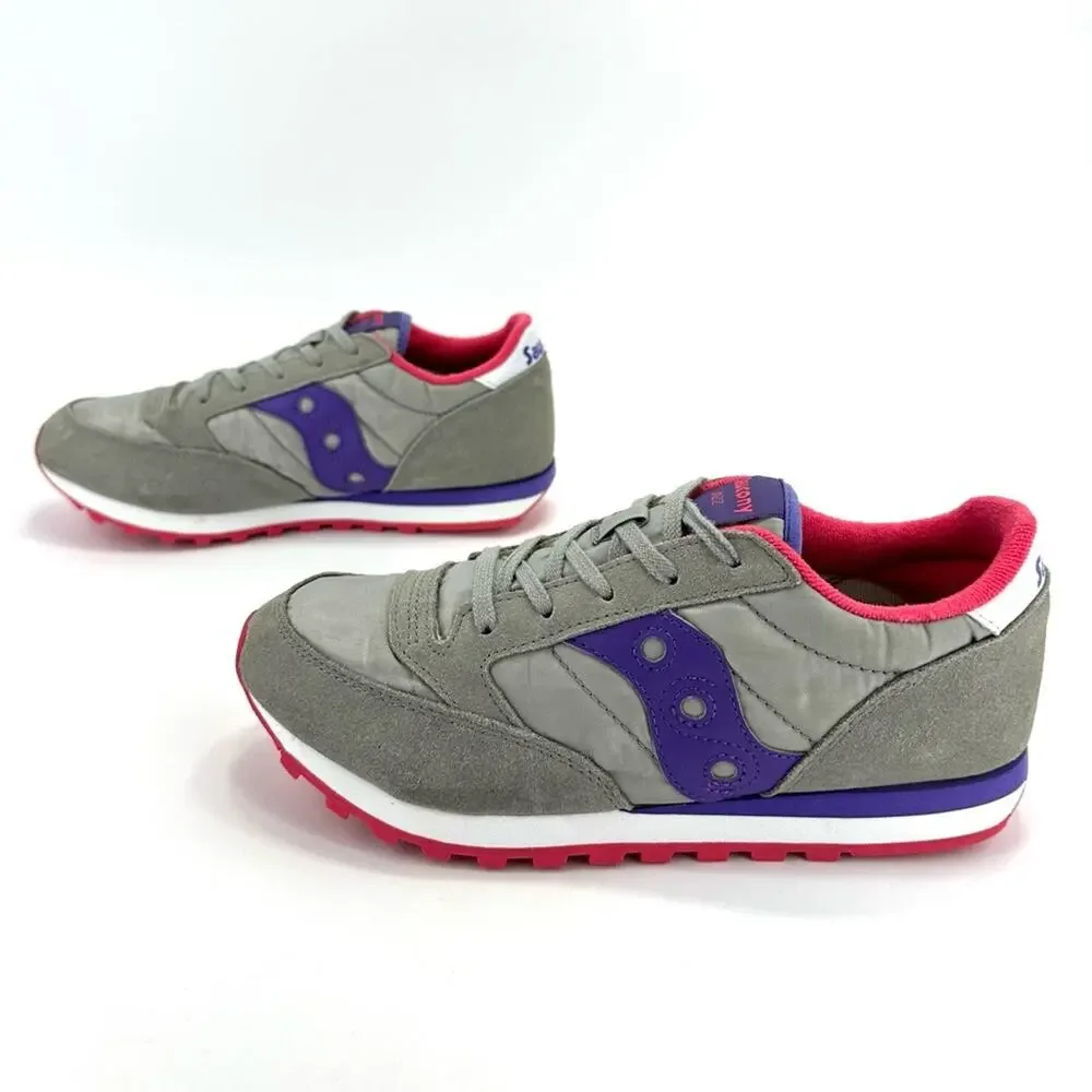 Saucony Jazz Original Big Kids Athletic Shoe/Sneaker Size 4.5 Gray Purple Suede